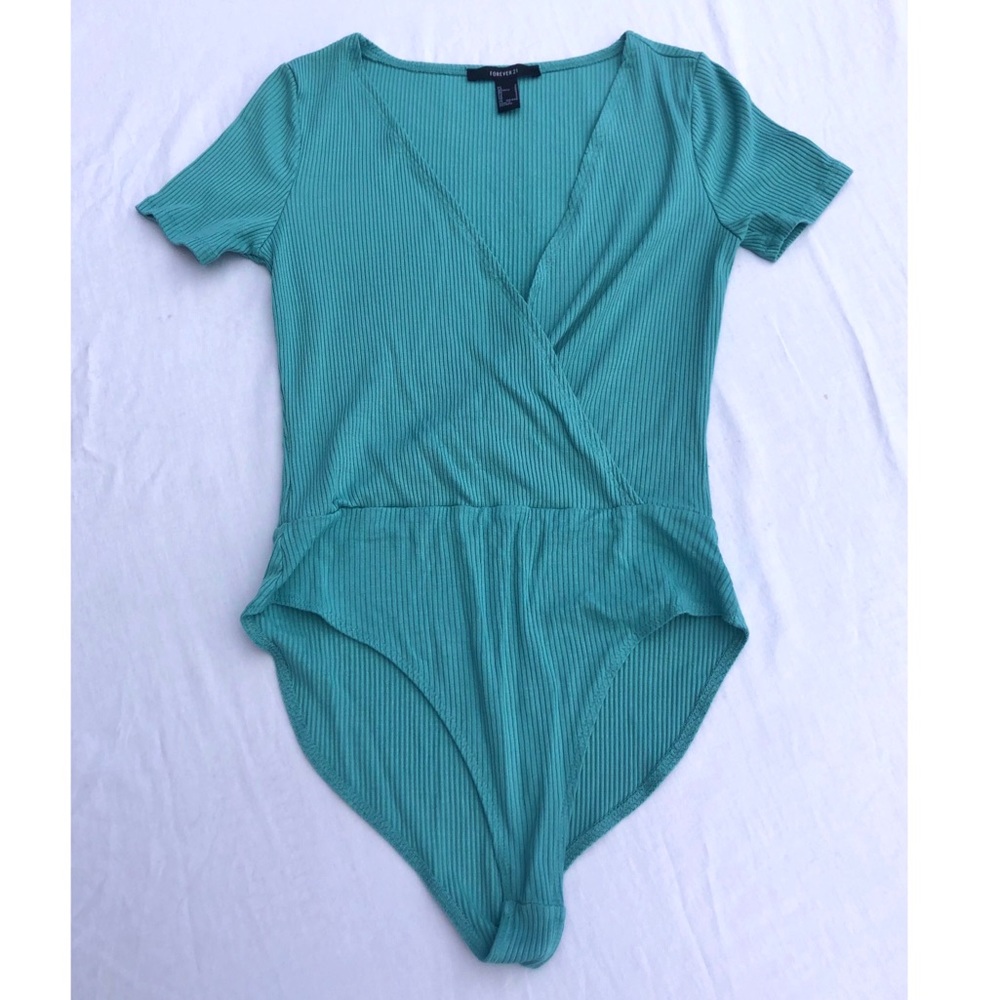 Forever 21 Ribbed Teal Bodysuit